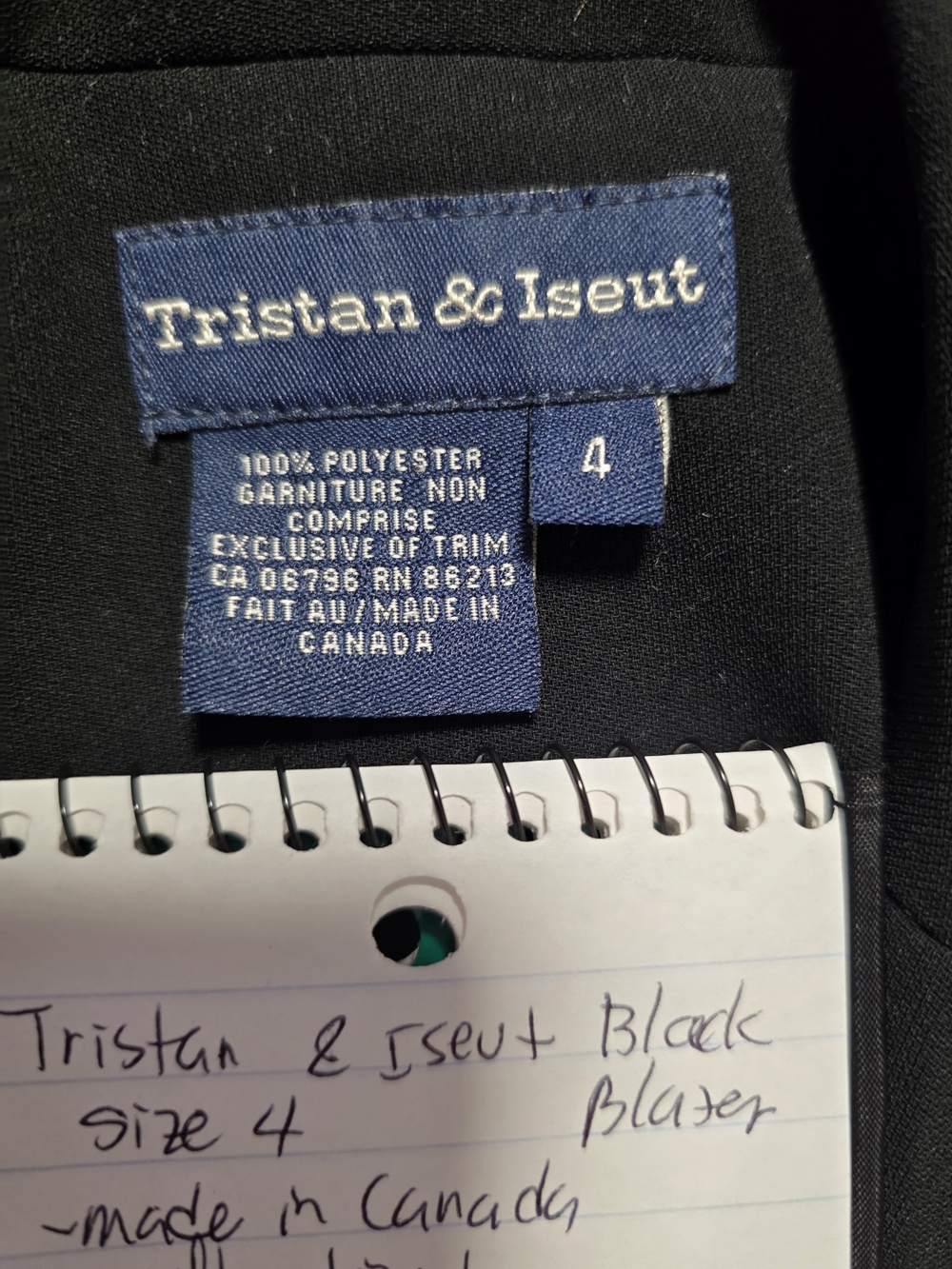 Tristan & Iseut Black Women's Tailored Blazer Made In Canada Size 4 - Picture 15 of 16